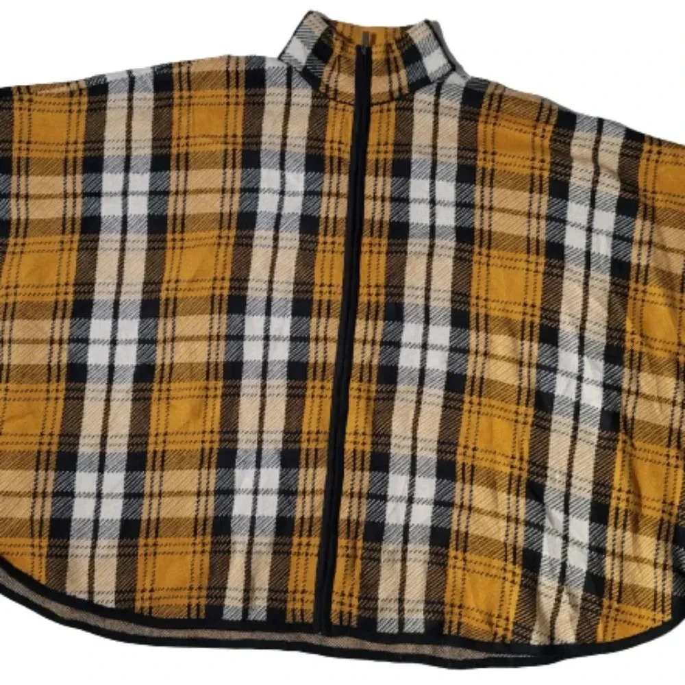Jones new york plaid cape sweater Pancho size S/M - Picture 10 of 16